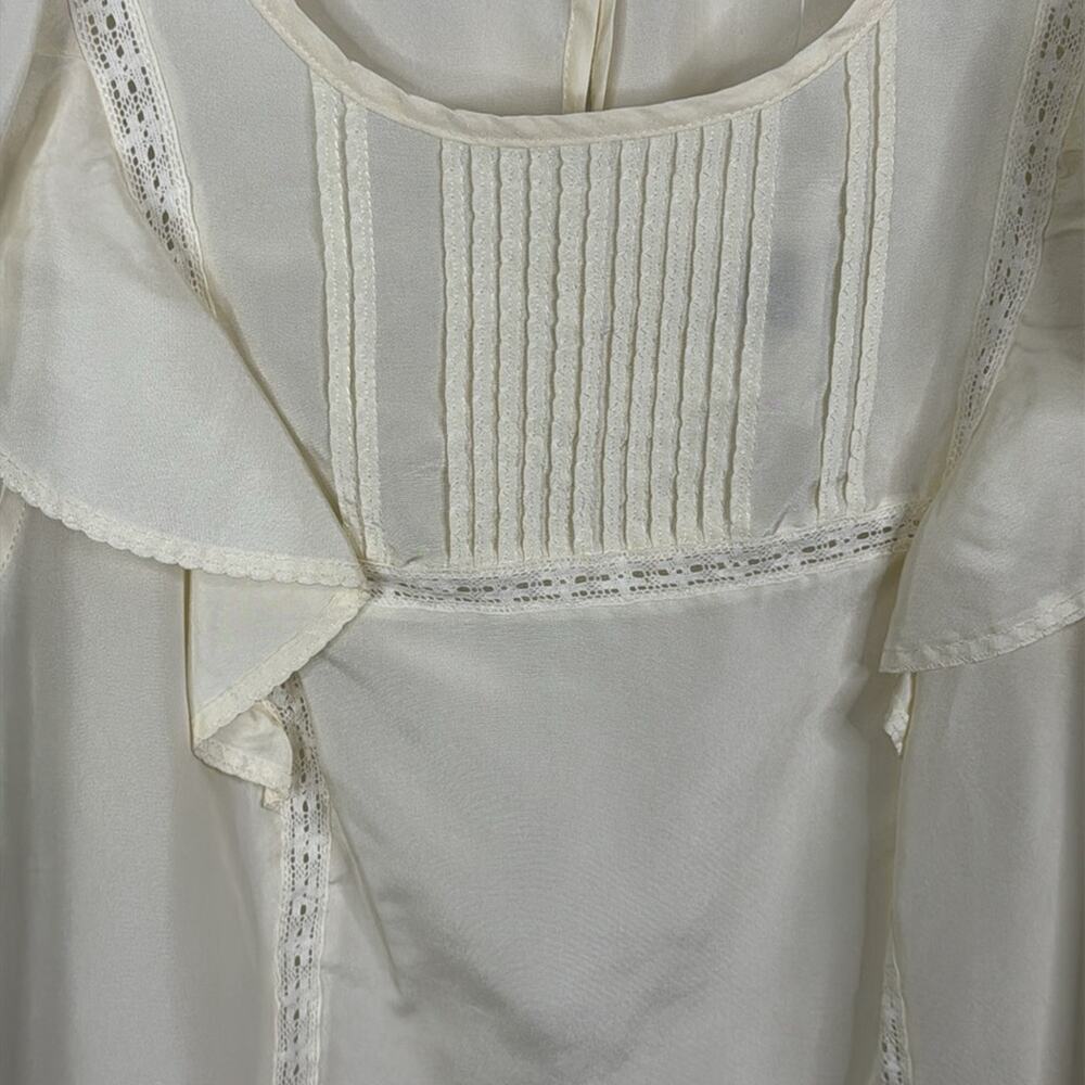 GAP Women’s Small 100% Silk Cream Ruffle Tank Blouse Sleeveless Shell S New - Picture 4 of 7